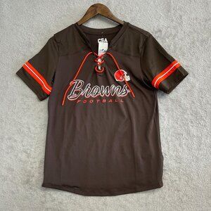 NEW Cleveland Women's M Browns Football Lace-Up Tee Shirt CSA NFL Team Apparel
